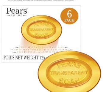 PEARS Soap, Face & Body Soap, Amber ? Pure & Gentle Transparent Bar Soap, Moisturizing Glycerin Soap with Natural Oils for Pampered, Glowing Skin, 4.4 Oz (Pack of 6)