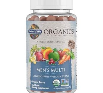 Garden of Life Organics Men’s Gummy Vitamins – Berry – Certified Organic, Non-GMO, Vegan, Kosher Complete Multi – Methyl B12, C & D3 – Gluten, Soy & Dairy Free, 120 Real Fruit Chew Gummies