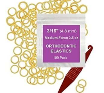 3/16 Inch Orthodontic Elastic Rubber Bands, 100 Pack, Natural, Medium 3.5 Ounce Small Rubberbands Dreadlocks Hair Braids Fix Tooth Gap, Free Elastic Placer for Braces