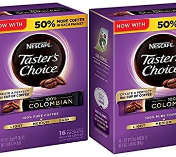 Nescafe Taster’s Choice Instant Coffee Columbian, 16 Count (Pack of 2)