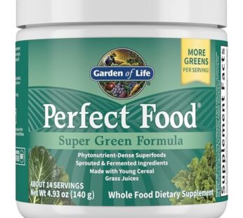 Garden of Life Perfect Food Super Green Formula – 14 Servings | 45 Superfoods, Greens, Fruit & Veggie Juice Superfood Powder Supplement, Probiotics & Organic Spirulina for Digestion & Immune Health