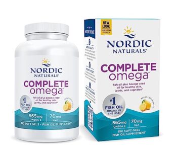 Nordic Naturals Complete Omega, Lemon Flavor – 180 Soft Gels – 565 mg Omega-3 – EPA & DHA with Added GLA – Healthy Skin & Joints, Cognition, Positive Mood – Non-GMO – 90 Servings