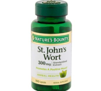 Nature’s Bounty St. John’s Wort Pills and Herbal Health Supplement, Promotes a Positive Mood, 300 mg Capsules, 100 Count, Pack of 2