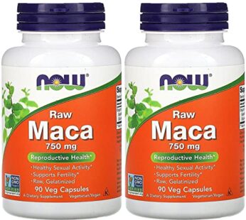 NOW Foods Raw Maca 750mg 6:1, 90 Vcaps (Pack of 2)