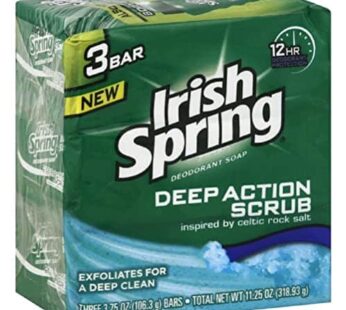 Irish Spring Deep Action Smoothening,Moisturizing,Exfoliating Scrub Bar Soap 3 Pack