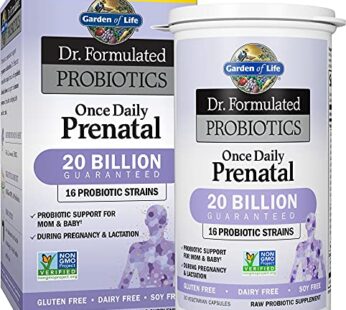 Garden of Life – Dr. Formulated Probiotics Once Daily Prenatal – Acidophilus and Bifidobacteria Probiotic Support for Mom and Baby – Gluten, Dairy, and Soy-Free – 30 Vegetarian Capsules