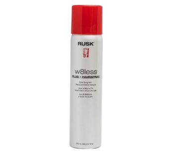 RUSK Designer Collection W8less Plus Extra Strong Hairspray, 10 Oz, Provides Texture, Natural Shine, and Long-Lasting, Touchable Support