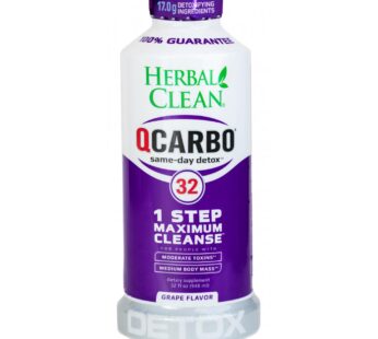 Herbal Clean QCarbo32 Same-Day Premium Detox Drink, Grape Flavor, 32 Fl Oz
