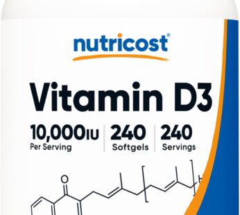 Nutricost Vitamin D3 10,000 IU, 240 Softgel Capsules – Potent, Non-GMO, Gluten Free Vitamin D