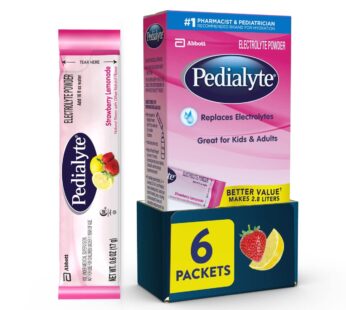 Pedialyte Electrolyte Powder Strawberry Lemonade, 6 Ct