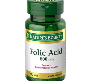 Nature’s Bounty Folic Acid 800 mcg Tablets Maximum Strength 250 Count (Pack of 6)