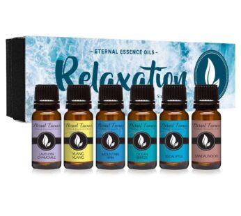 Relaxation Gift Set of 6 Premium Grade Fragrance Oils – Lavender Chamomile, Ylang Ylang, Mountain Rain, Ocean Breeze, Eucalyptus, Sandalwood – 10Ml – Scented Oils