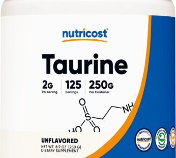 Nutricost Taurine Powder 250 Grams – 125 Servings, 2000mg Per Serving