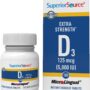 Superior Source Vitamin D3 5000 IU, Under The Tongue Quick Dissolve MicroLingual Tablets, 100 Count, Promotes Strong Bones and Teeth, Immune Support, Healthy Muscle Function, Non-GMO