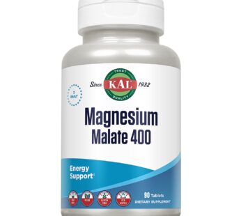 KAL Magnesium Malate 400mg, Chelated Magnesium Supplement with Malic Acid, Healthy Energy & Muscle Function Support, Enhanced Absorption, Vegan, Non-GMO, 45 Servings, 90 Veg Tabs