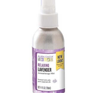 Aura Cacia Relaxing Lavender Aromatherapy Mist, 4-Ounce, Lavender Pure Essential Oils, Sweet & Floral Aroma