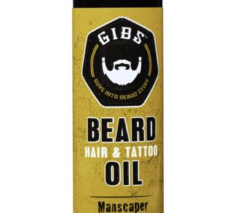 GIBS GROOMING Beard, Hair & Tattoo Oil, Manscaper YELLOW,BLACK, (51701) , 1 Fl Oz (Pack of 1)