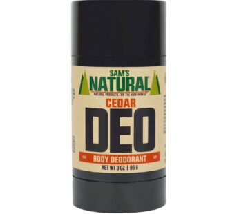 Sam?s Natural Deodorant – Cedar – Aluminum Free DEO – No phthalates, parabens, sulfates, or dyes – Made in New Hampshire – For Men, Women, Unisex – Vegan, Cruelty Free – 3 oz