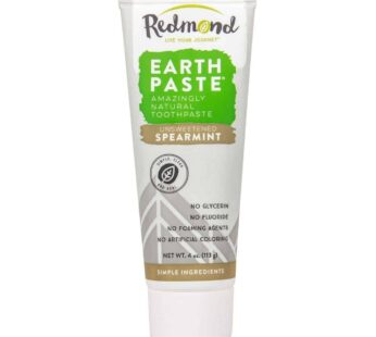 Redmond Earthpaste – All Natural Non-Fluoride Toothpaste, Unsweetened Spearmint 4 Ounce Tube (2 Pack)