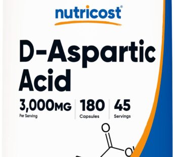 Nutricost D-Aspartic Acid (DAA) Capsules 3000mg Per Serving (180 Capsules) – Non-GMO