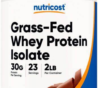 Nutricost Grass-Fed Whey Protein Isolate (Chocolate) 2LBS – Non-GMO, Gluten Free, Natural Flavors