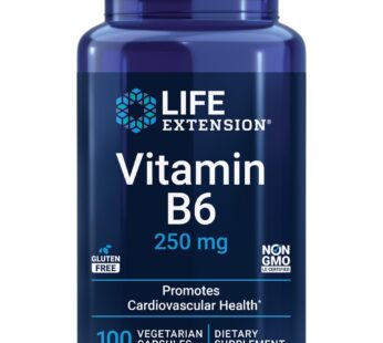 Life Extension Vitamin B6 250 mg ? For Cardiovascular & Neurological Health and Kidney & Eye Health – Gluten-Free, Non-GMO ? 100 Vegetarian Capsules