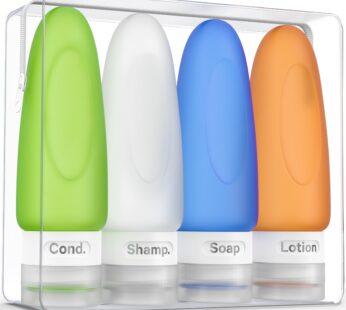 Dot&Dot Leak Proof Travel Bottles for Toiletries – TSA Approved Travel Shampoo Bottles – 3oz Travel Shampoo and Conditioner Bottles – Travel Size Toiletries – 3 oz Silicone Travel Bottles with Labels