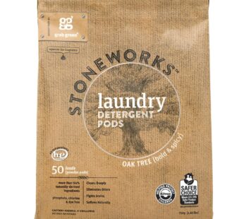 Grab Green Stoneworks Natural Laundry Detergent Powder Pods, Oak Tree, 50 loads