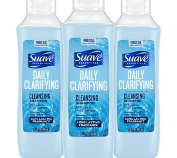 Suave Clarifying Shampoo, Family-Size 3-Pack ? pH-Balanced & Hypoallergenic Daily Deep Cleansing Shampoo for Normal to Oily Hair, 22.5 Oz Ea