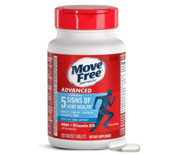 Move Free Advanced Glucosamine Chondroitin MSM + Vitamin D3 Joint Support Supplement, Supports Mobility Comfort Strength Flexibility & Bone + Immune Health – 120 Tablets (60 servings)*