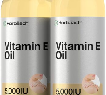 Horb?ach Vitamin E Oil | 5000 IU | 8 oz (2 x 4oz) Value Pack | for Skin, Hair, Face & Body | Vegetarian, Non-GMO, and Gluten Free Formula