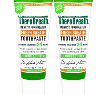 TheraBreath Fresh Breath Dentist Formulated Fluoride Free Toothpaste, Mild Mint, 4 Ounce (Pack of 2), Multi