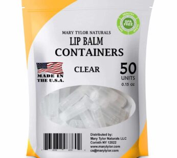 50 Clear Lip Balm Containers Round Tubes, BPA Free, Made in USA, 100% BPA Free, with Clear Caps For DIY Lipstick, homemade Lip Balms by Mary Tylor Naturals