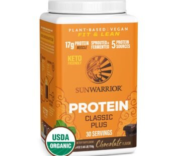 Sunwarrior Vegan Organic Protein Powder Plant-based | 5 Superfood Quinoa Chia Seed Soy Free Dairy Free Gluten Free Synthetic Free NON-GMO | Chocolate 30 Servings | Classic Plus