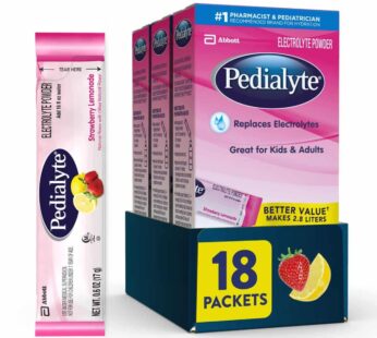 Pedialyte Electrolyte Powder Packets, Strawberry Lemonade, Hydration Drink, 18 Single-Serving Powder Packets