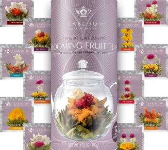 Teabloom Fruit Blooming Teas ? 12 Unique Flower Varieties of Tea in 12 Delicious Fruit Flavors ? Each Flowering Tea Ball Steeps Up to 3 Times