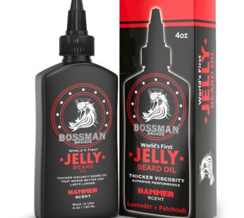 Bossman Beard Oil 4oz, Thicker consistency Jelly – Made in USA – Longer Lasting – Bigger Bottle – Natural Ingredients – Non Greasy – (Hammer Scent)