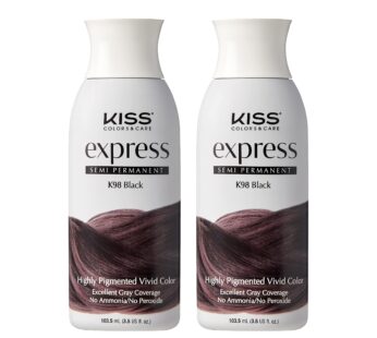 Kiss Express Semi-Permanent Hair Color 100mL (3.5 US fl.oz) (2 Count, Black)