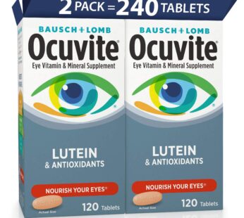 Ocuvite Eye Vitamin and Mineral Supplement with Lutein, by Bausch + Lomb, 120 Count (Pack of 2)