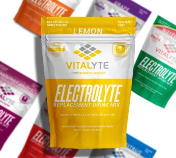Vitalyte Electrolyte Powder Drink Mix, Isotonic Electrolyte Hydration Mix, Gluten Free Post Workout Powder Mix, Pack of 1, 35 oz., Lemon Flavor