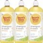 Burt's Bees Baby Shampoo and Wash Set, 2-in-1 Natural Origin Plant Based Formula for Sensitive Skin, Original Fresh Scent, Tear-Free, Paraben Free, Pediatrician Tested, 3 Bottles 63 oz (21 oz 3-Pack)