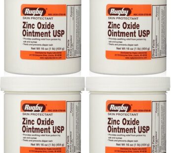 Zinc Oxide 20% Skin Protectant Ointment for Diaper Rash, Chaffed Skin 1 Lb. Jar Pack of 4 Jars Total 4 Lb’s (4)