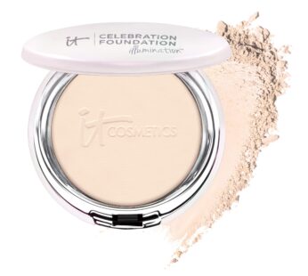 IT Cosmetics Celebration Foundation Illumination, Fair (W) – Full-Coverage, Anti-Aging Powder Foundation – Blurs Pores, Wrinkles & Imperfections – 0.3 oz Compact