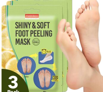 Purederm Shiny & Soft Foot Peeling Mask (3 pack) – For smooth and moist baby skin with Exfoliating peel off Calluses, Dry Skin, Cracked Heels – Men and Women