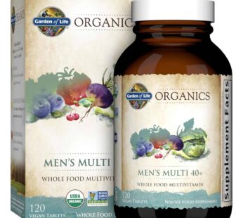 Garden of Life Organics Whole Food Multivitamin for Men 40+ 120 Tablets, Vegan Mens Multi for Health & Well-Being Certified Organic Whole Food Vitamins & Minerals for Men Over 40 Mens Vitamins