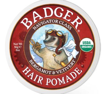 Badger – Hair Pomade, Certified Organic, Medium Hold Hair Pomade with Great Shine, Essential Oils, Mens Hair Pomade, 2oz