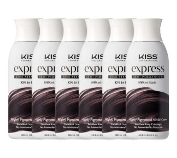 Kiss Express Semi-Permanent Hair Color 100mL (3.5 US fl.oz) (6 Count, Jet Black)