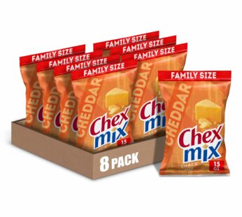 Chex Mix Snack Mix, Cheddar, Savory Snack Bag, Family Size, 15 oz (Pack of 8)