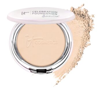 IT Cosmetics Celebration Foundation Illumination, Light (W) – Full-Coverage, Anti-Aging Powder Foundation – Blurs Pores, Wrinkles & Imperfections – 0.3 oz Compact