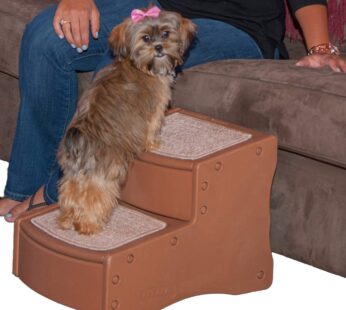 Pet Gear Easy Step II Pet Stairs, 2 Step For Cats/Dogs Up To 75-Pounds, Portable, Removable Washable Carpet Tread, No Tools Required, Available In 4 Colors,Light Cocoa